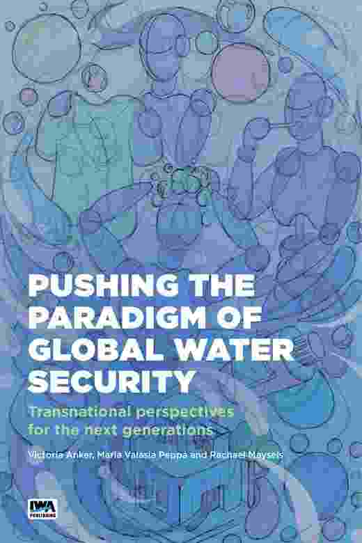 Book cover image featuring figures using water in the home in different ways, with the title text 'Pushing the Paradigm of Global Water Security'